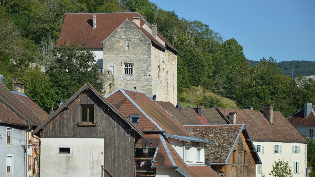 scenic village stone houses hills france