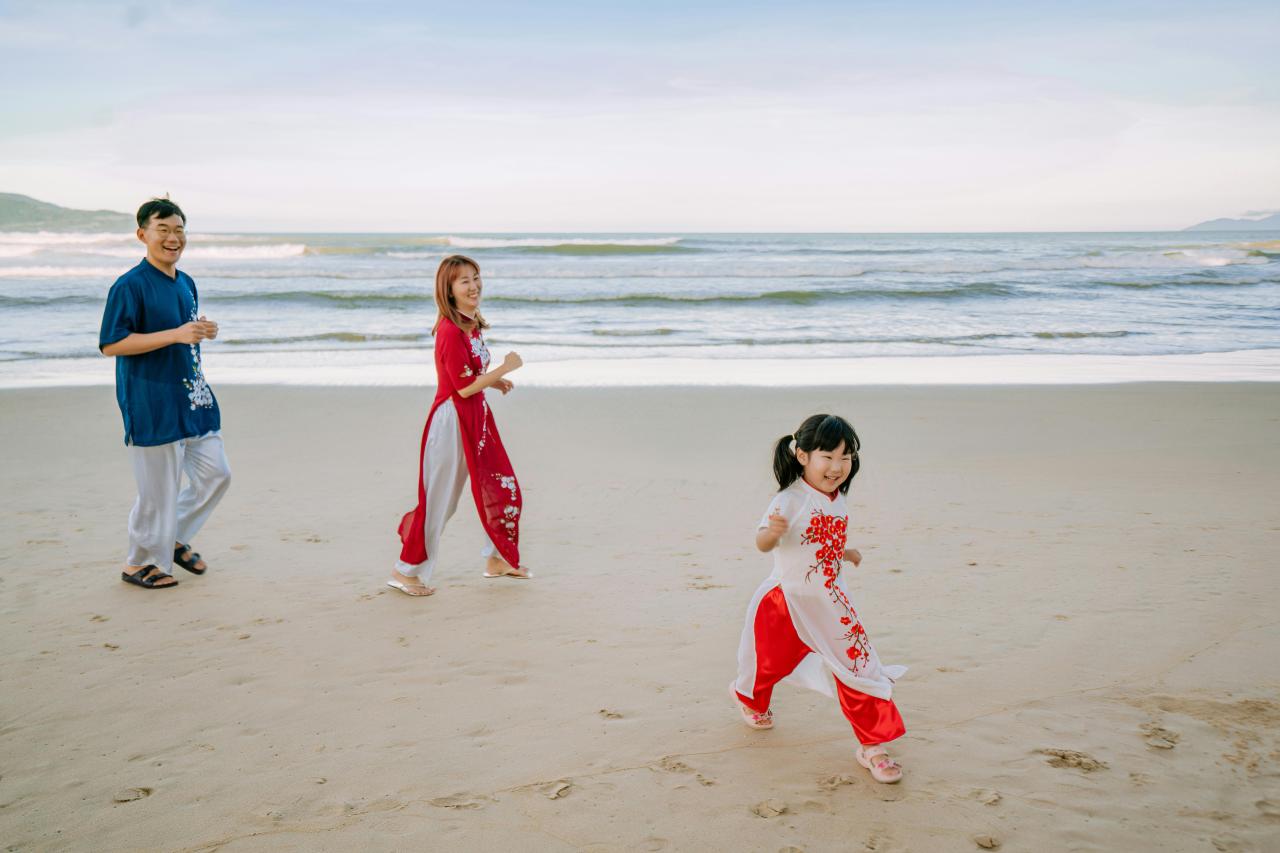 family children playing together vacation summer happiness