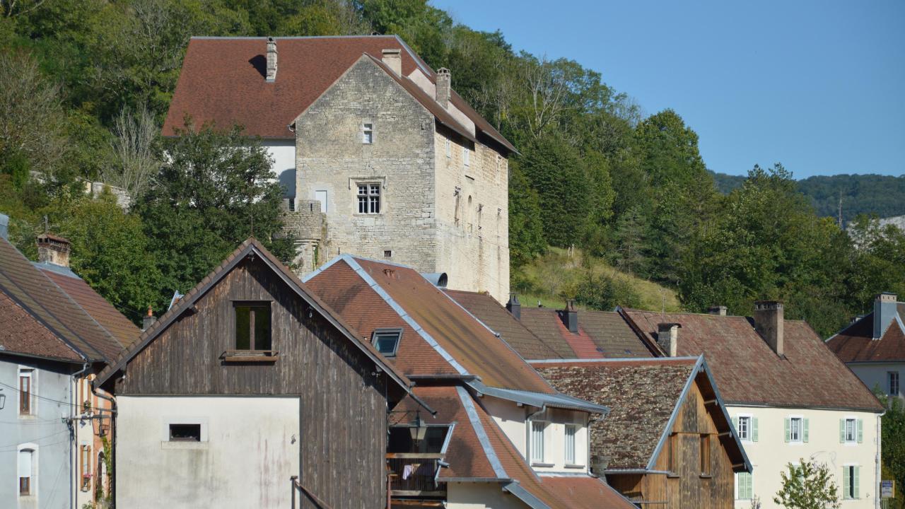scenic village stone houses hills france